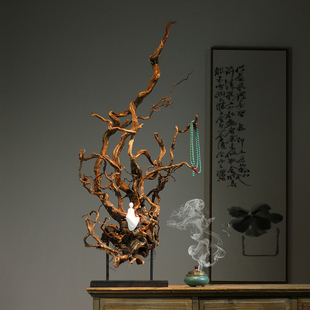 天然实木根艺摆件孤品枯木中式茶室酒店玄关桌面禅意杜鹃根雕装饰
