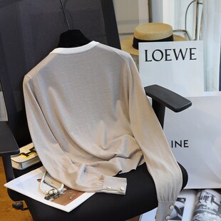 针织开衫 虫小小 香风长袖 领口撞色羊毛薄款 女毛衣秋750E 简约知性