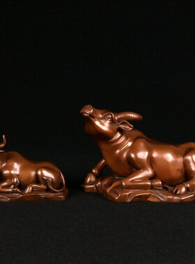 紫铜牛摆件纯铜卧牛生肖牛牦牛中式铜器客厅书房家居办公室摆设