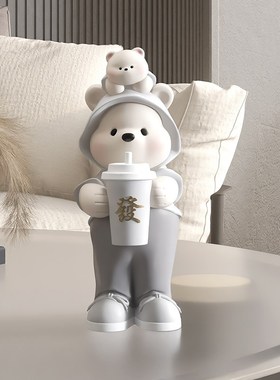 奶油风可爱熊客厅桌面摆件家居饰品玄关酒柜奶茶店开业礼物乔迁