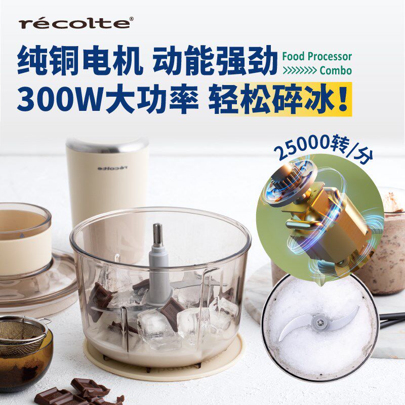 丽克特家用料理机RCP-6搅拌机不锈钢小型婴儿辅食绞肉和面搅碎机