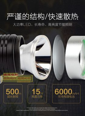 泰中星tzx-8775 15w T6灯珠LED双锂电超高亮度强光充电式钓鱼头灯