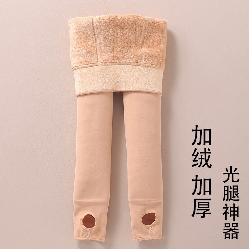 女童光腿神器冬季加绒儿童肉色打底裤加厚连裤袜肤色中大童踩脚裤