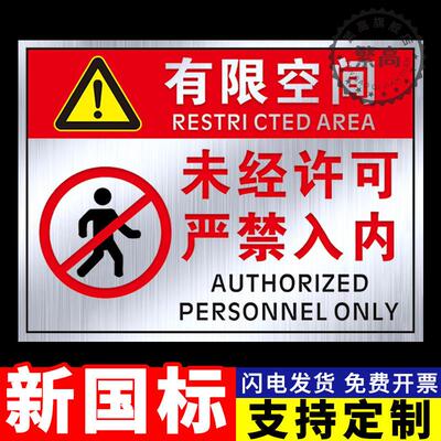 不锈钢有限空间未经许可严禁入内警示牌受限空间标识牌密闭空间安