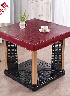 1F3高光亮皮加厚加绒桌面皮套防水防油防烫 正方形餐桌布电炉烤火