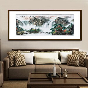 苏绣成品挂画客厅山水春山图高档苏州纯手工刺绣装饰画办公室壁画