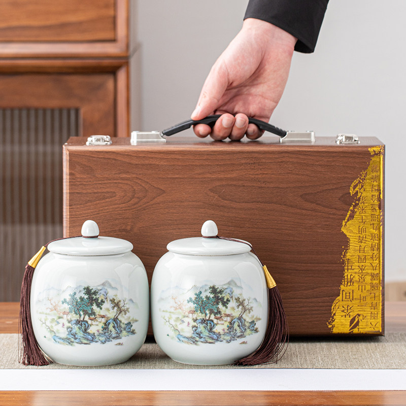 复古茶叶包装礼盒空盒红绿茶金骏眉正山小种高端陶瓷茶叶罐密封罐