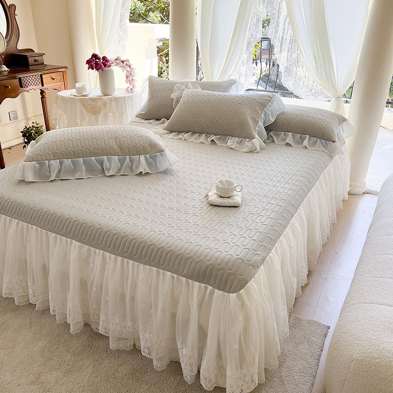 公主风乳胶席冰丝凉席三件套家用可水洗机洗夏季花边床裙款软席子,床上用品,冰丝席,淘宝优惠券,粉丝福利购,淘宝优惠卷