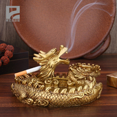 欧式 创意盘龙烟灰缸树脂烟缸客厅茶桌潮流家用摆件 复古多功能个性