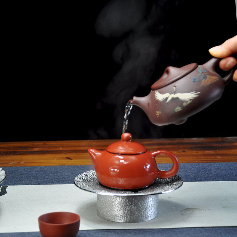 非遗工匠纯手工纯锡壶承纯锡干泡台壶托杯托功夫茶具一体式茶台