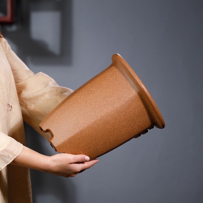 六方漂口宜兴紫砂花盆名家许成安原矿泥料桌面精品大号手工兰花盆,鲜花速递/花卉仿真/绿植园艺,花盆,淘宝优惠券,粉丝福利购,淘宝优惠卷