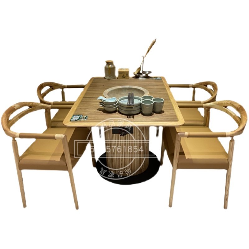 下排实木无烟火锅桌净化设备海排风净味火锅炉海底捞火锅桌定制