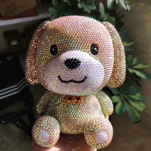 贴钻小黄狗摆件狗狗存钱罐男孩大容量大号宝宝储蓄罐创意储钱罐