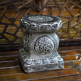 仿石雕门墩圆形柱子庭院别墅院子装饰石凳板凳石鼓墩花园底座摆件