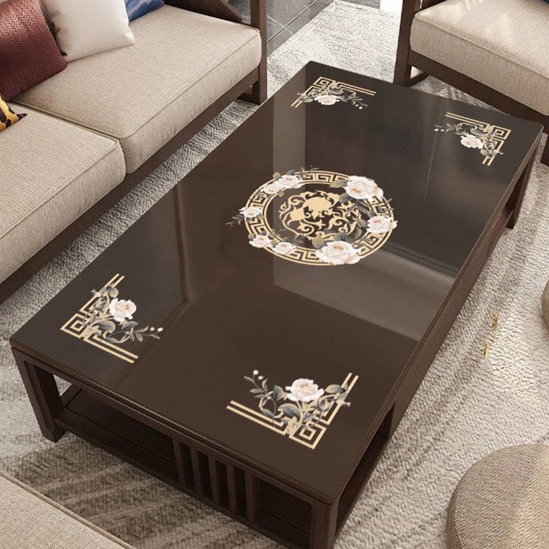新中式茶几桌布防水防油防烫免洗PVC软玻璃茶几垫餐桌布台布新款,居家布艺,桌布,淘宝优惠券,粉丝福利购,淘宝优惠卷