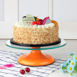 裱花台8 10寸生日蛋糕塑料玻璃铝合金裱花转台防滑转盘套装家用