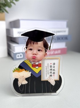 卡通创意电动摇头学生自律桌面励志摆件定制学习很苦坚持很酷摆台