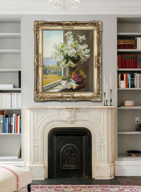 高档手绘百合花油画 欧式客厅背景画 玄关装饰画 壁炉挂画N198