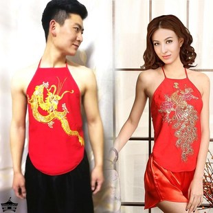 男士成人绸棉肚兜大码护胃暖胃肚兜红色本命年男女表演肚兜中国风