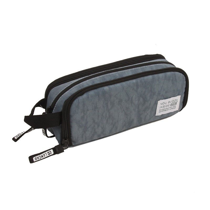 蓝草大容量笔袋手提袋简约男生铅笔盒水洗布三层拉链分类收纳包,文具电教/文化用品/商务用品,笔袋,淘宝优惠券,粉丝福利购,淘宝优惠卷