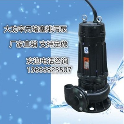 三相无堵塞排污泵污水污物潜水电泵地下室集水井提升泵380v法兰式