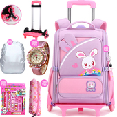 儿童拉杆书包女小学生二三到四五六年级轻便护脊男爬楼梯拖拉背包