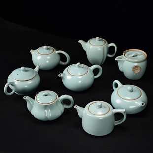 汝窑茶壶泡茶陶瓷大号西施壶过滤单壶大容量开片汝瓷茶具套装家用