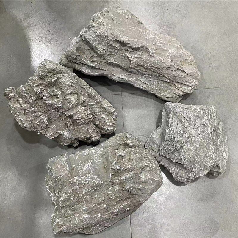 仿真英德石假石头室内橱窗绿植造景摆件玻璃钢假山庭院景观石雕塑