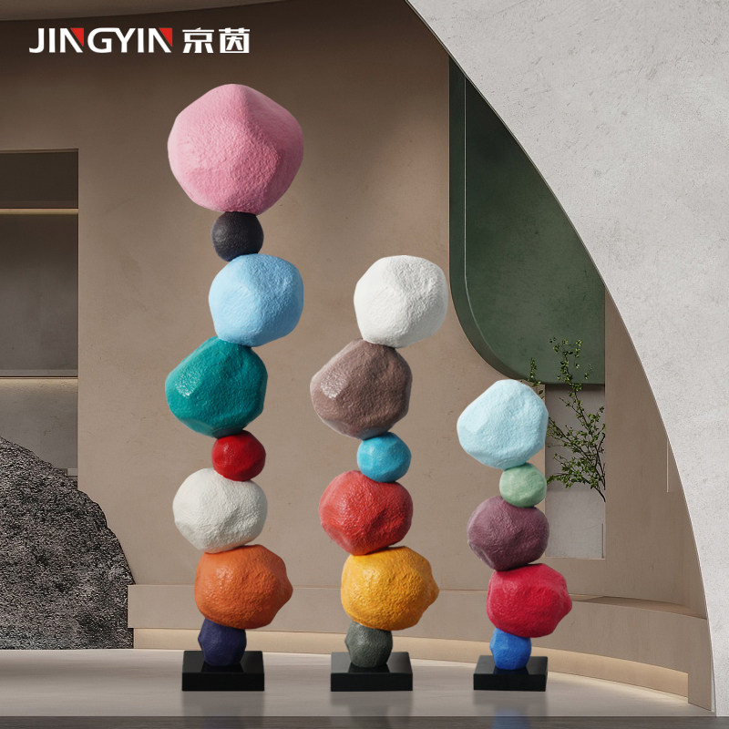 大型雕塑摆件工艺品酒店大堂过道玄关落地售楼处装饰仿石头艺术品