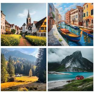 湖泊大海风景森林旅行公路挂画客厅走廊过道餐厅墙画酒店房间壁画