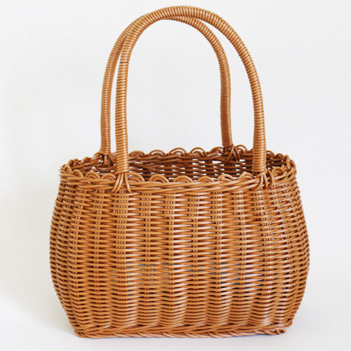 手工仿藤编买菜手提篮花篮礼篮采摘篮小篮子手提野餐篮子拍照篮子