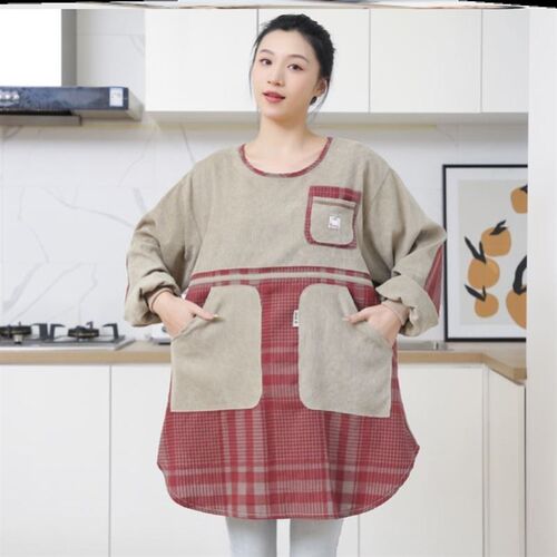 罩衣女新款防油防水 长袖日系反穿衣大人围裙 时尚 高端2023新款