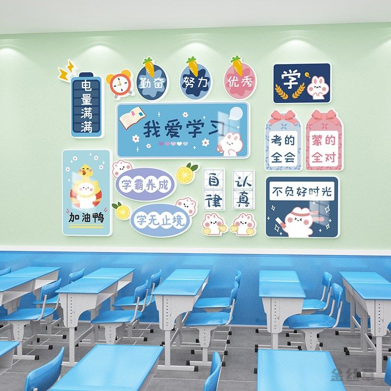 教室班级文化墙贴中小学生励志标语儿童房墙面装饰辅导班墙面装饰