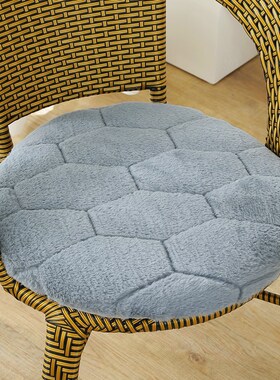 圆形椅子垫毛绒灰色坐垫加厚防滑客厅圆凳屁股垫学生宿舍凳子椅垫