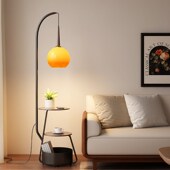 法式 中古风落地灯客厅卧室床头柜沙发旁边几氛围南瓜复古置物台灯