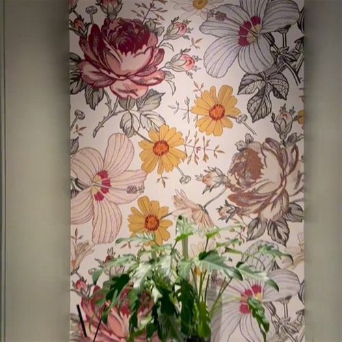 法式手绘牡丹雏菊花卉立体壁纸卧室客厅餐厅玄关壁纸无缝壁画墙布