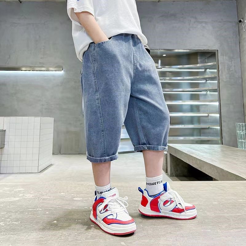 童装男童牛仔短裤2024新款夏季薄款儿童七分裤中大童宽松过膝裤子,童装/婴儿装/亲子装,儿童牛仔裤,淘宝优惠券,粉丝福利购,淘宝优惠卷