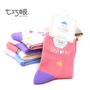 七巧板袜子花边女童袜棉袜中筒袜透气秋冬潮袜儿童保暖中筒袜吸汗