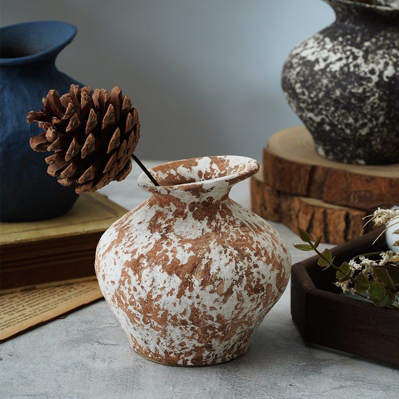 景德镇复古花瓶国风插花陶瓷花器手工粗陶中古中式客厅摆件高级感,家居饰品,花瓶,淘宝优惠券,粉丝福利购,淘宝优惠卷