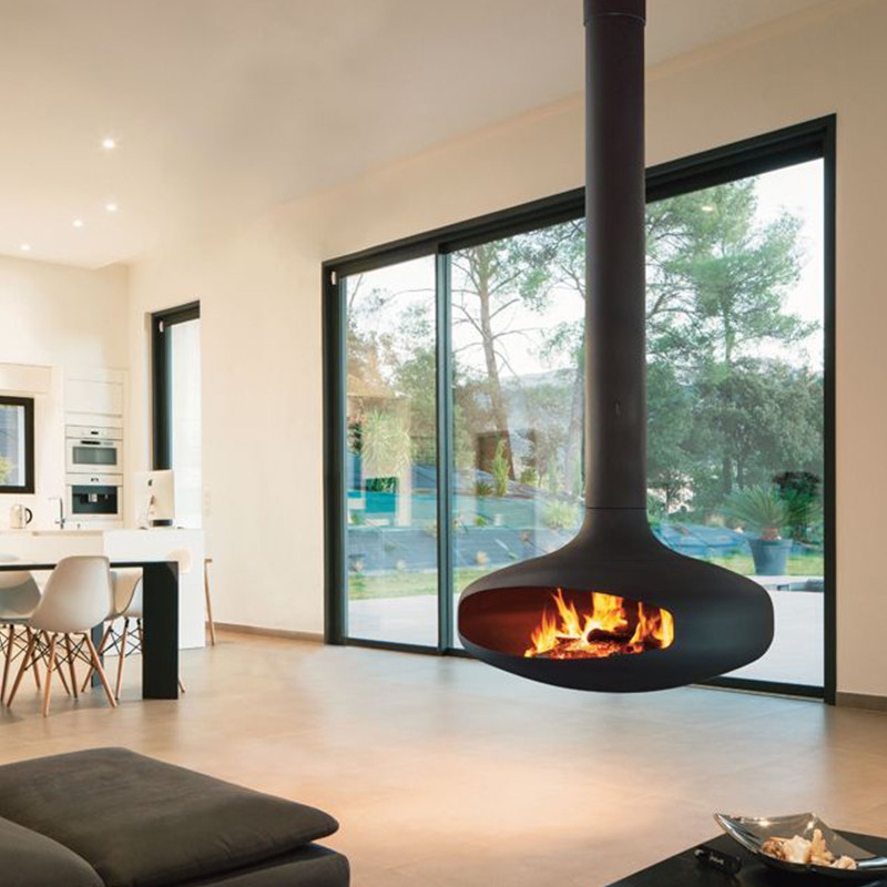 法式悬挂式壁炉真火燃木酒精取暖器家用装饰电子室内定制飞碟吊炉