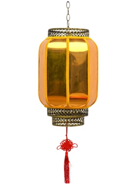 金色灯笼金黄色放光灯笼 发光户外防水防晒中式仿古PVC长吊灯宫灯