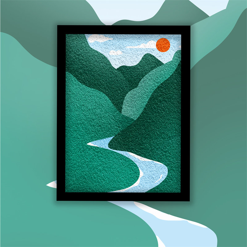 DIY手工纸浆画抽象卡通山水风景走廊客厅来图定制环保创意材料包