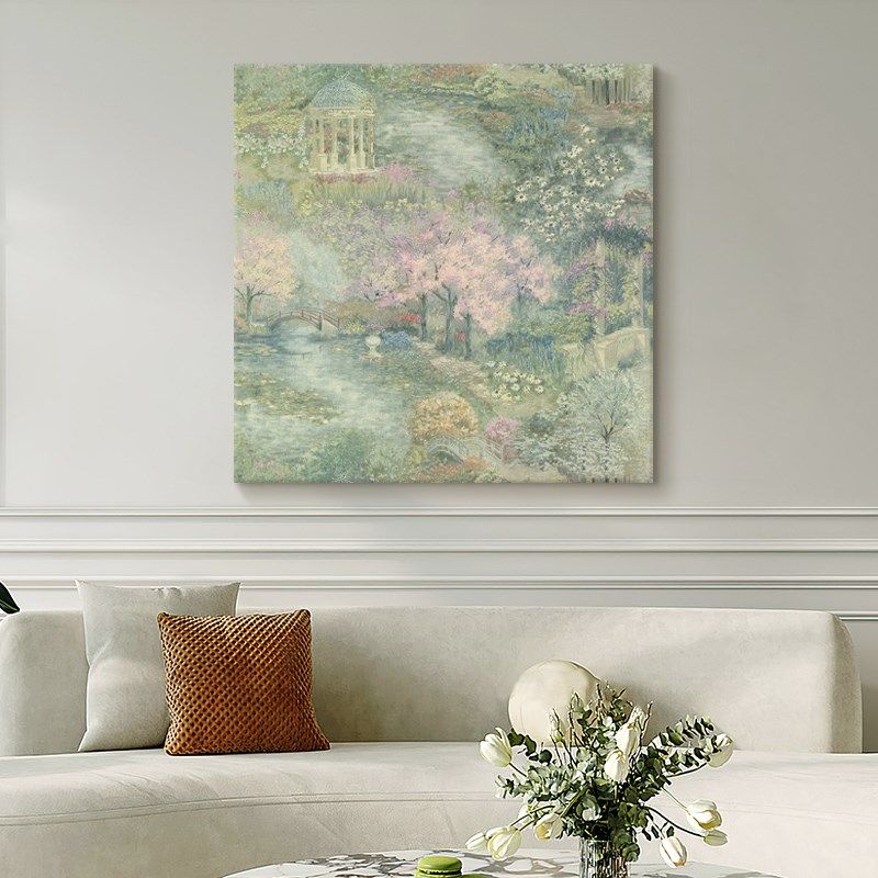 法式抽象莫奈花园手绘油画客厅复古艺术装饰画玄关正方形肌理挂画,家居饰品,现代装饰画,淘宝优惠券,粉丝福利购,淘宝优惠卷