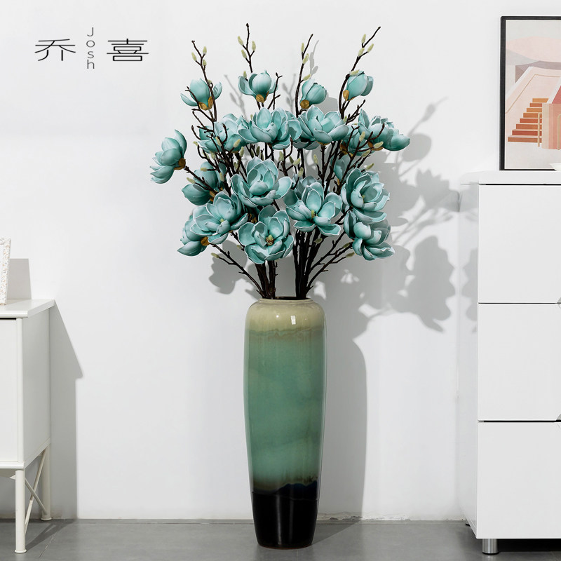 高档PU手感玉兰花仿真花中式广玉兰假花干花花束客厅装饰高端落地