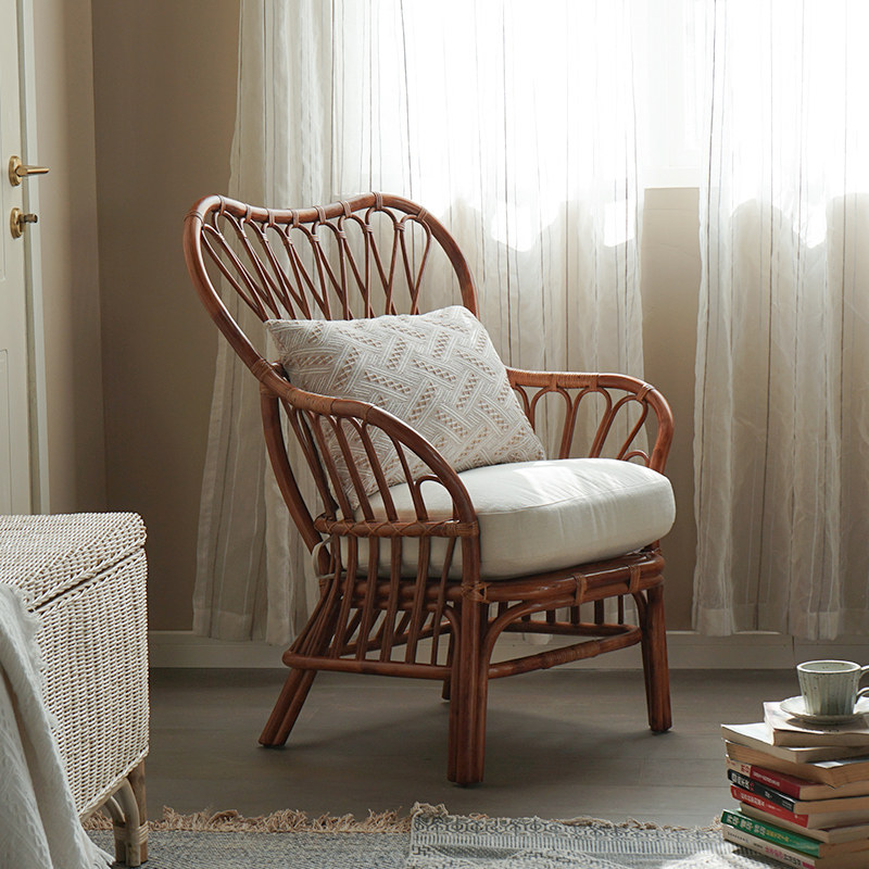 印尼民宿真藤藤椅复古藤编躺椅阳台客厅庭院休闲椅家用中古沙发椅,住宅家具,阳台椅,淘宝优惠券,粉丝福利购,淘宝优惠卷