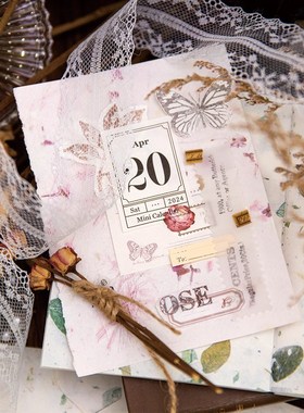 80张手工特种花草纸小清新素材纸手帐拼贴痛包背景纸紫色花瓣装饰