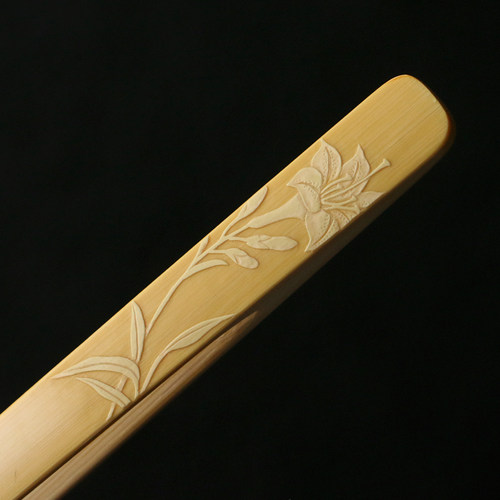 精品名家戚挺飞纯手工留青雕刻老玉竹小茶夹竹雕竹茶具小夹子茶道