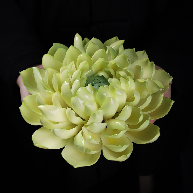 纯手工陶瓷手捏莲花摆件香插装饰工艺品茶室手工瓷花桌面家居饰品,家居饰品,装饰摆件,淘宝优惠券,粉丝福利购,淘宝优惠卷