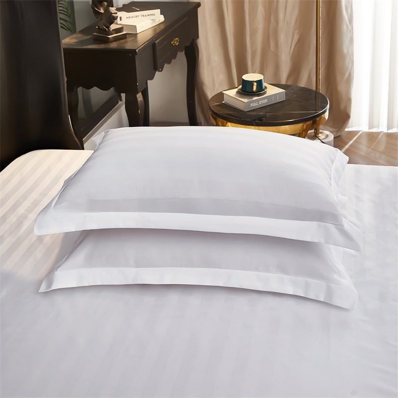 宾馆酒店枕套枕头套纯白色加密加厚贡缎条民宿枕皮美容足浴场专用,床上用品,枕套,淘宝优惠券,粉丝福利购,淘宝优惠卷