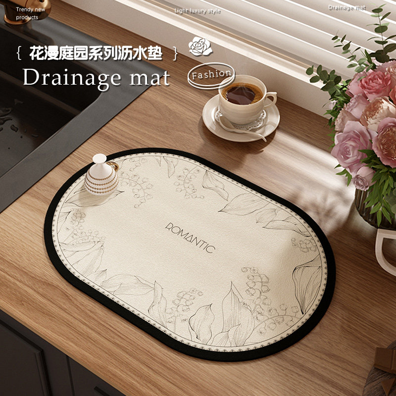 法式奶油风厨房台面沥水垫硅藻泥吸水垫碗盘餐垫洗碗池桌面隔水垫,居家布艺,厨房地垫,淘宝优惠券,粉丝福利购,淘宝优惠卷